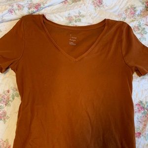 Brown V-Neck Top